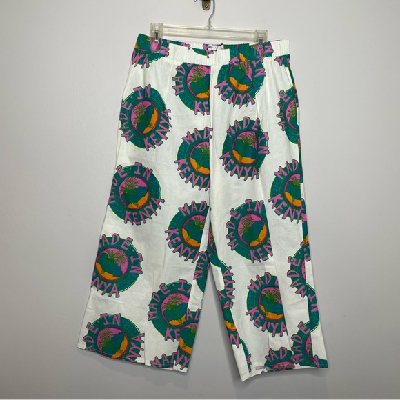 Asos Wide Leg High Rise Pull On Graphic Pants “made in Kenya” - NWT - Picture 5 of 11